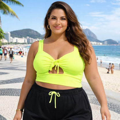 Cropped Plus Size Alça Bojo Top Suplex Super Sustentação