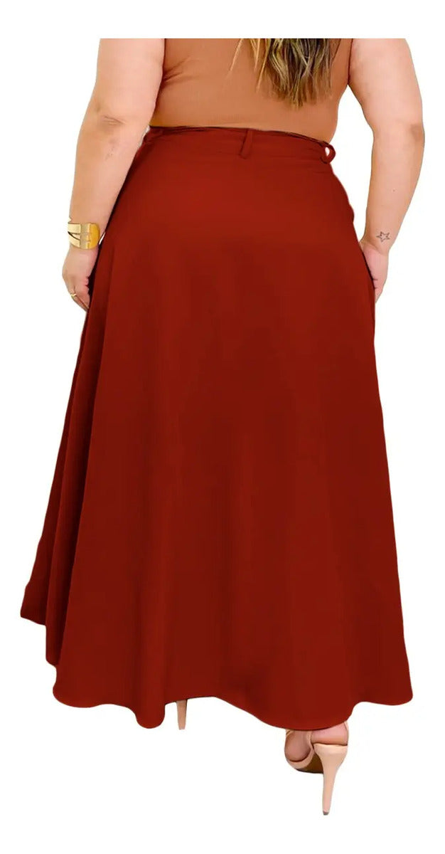 Saia Alfaiataria Plus Size Rodada Evasê Cós Alto Evangélica