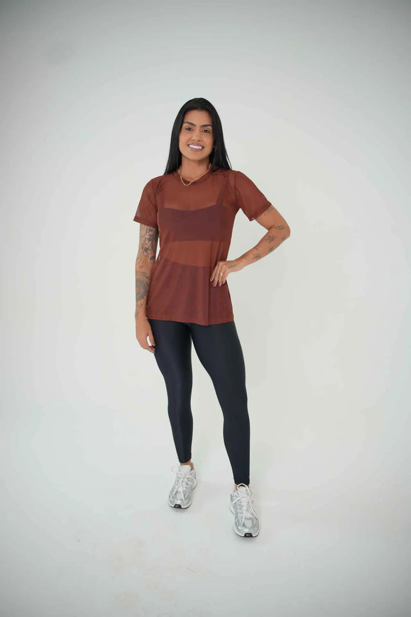 Blusa Tule Camiseta Feminina Academia Fitness