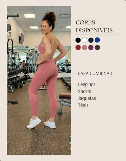 Top Fitness Academia Alça Fina Costa Aberta Feminino