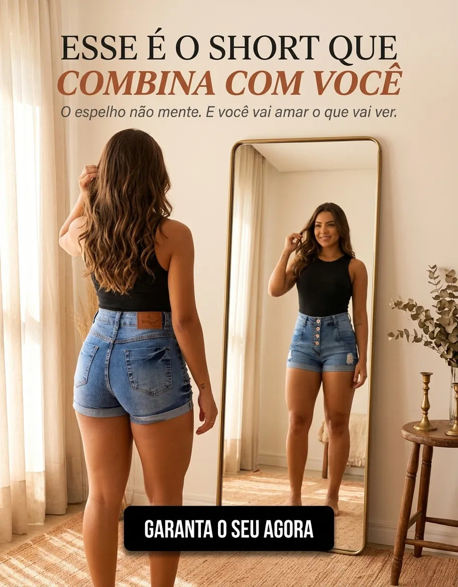 Short Jeans Feminino Cintura Alta C/ Lycra Hot Pant Stillger