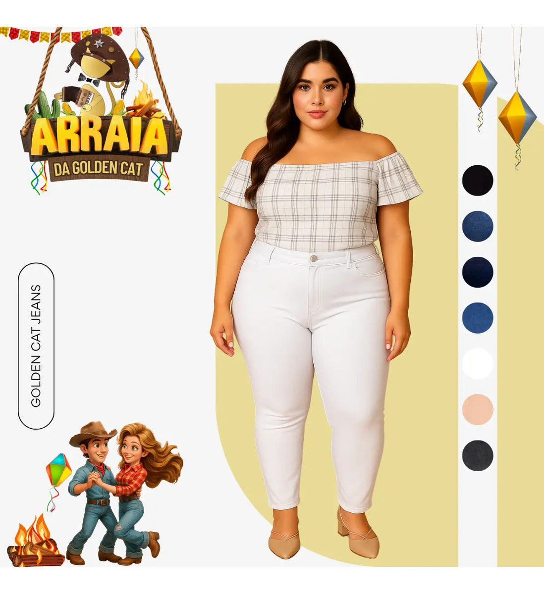 Calça Jeans Plus Size Cintura Alta Elastano Lycra Modeladora