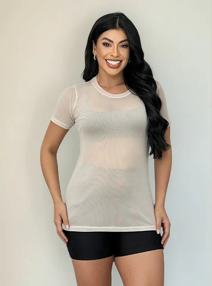 Blusa Tule Camiseta Feminina Academia Fitness