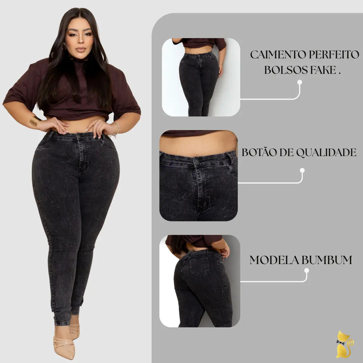 Calça Jeans Plus Size Cintura Alta Elastano Lycra Modeladora