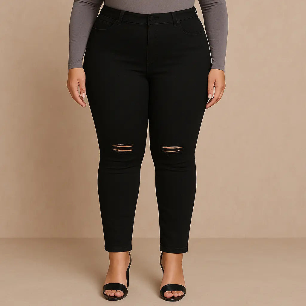 Calça Jeans Plus Size Cintura Alta Elastano Lycra Modeladora