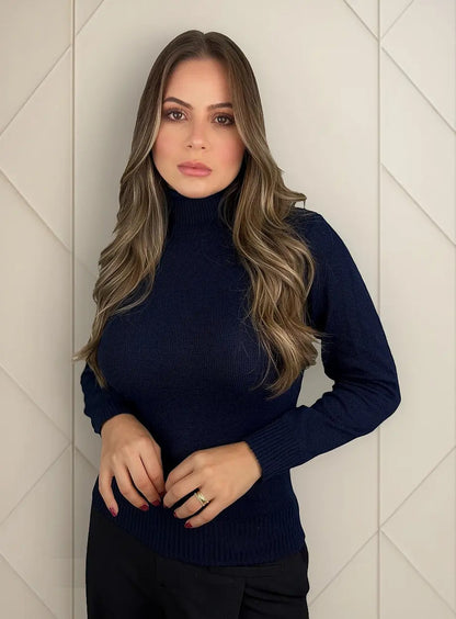 Blusa Cacharrel Feminina Lã Trico Tricot Gola Alta Atacado