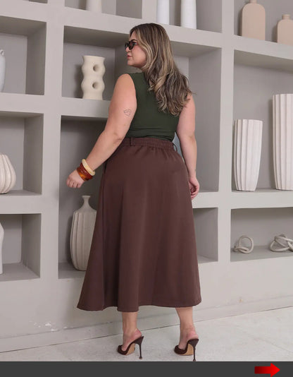 Saia Alfaiataria Feminina Plus Size Midi Evangélica Casual