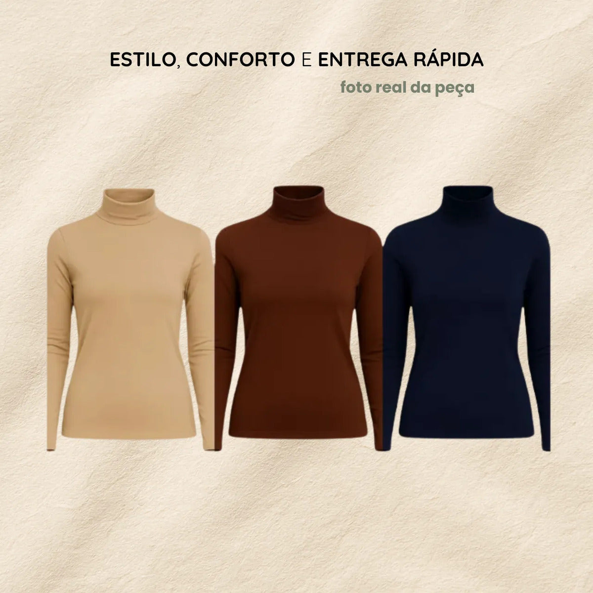 Blusa Térmica Feminina Gola Alta Zanca Peluciada Manga Longa