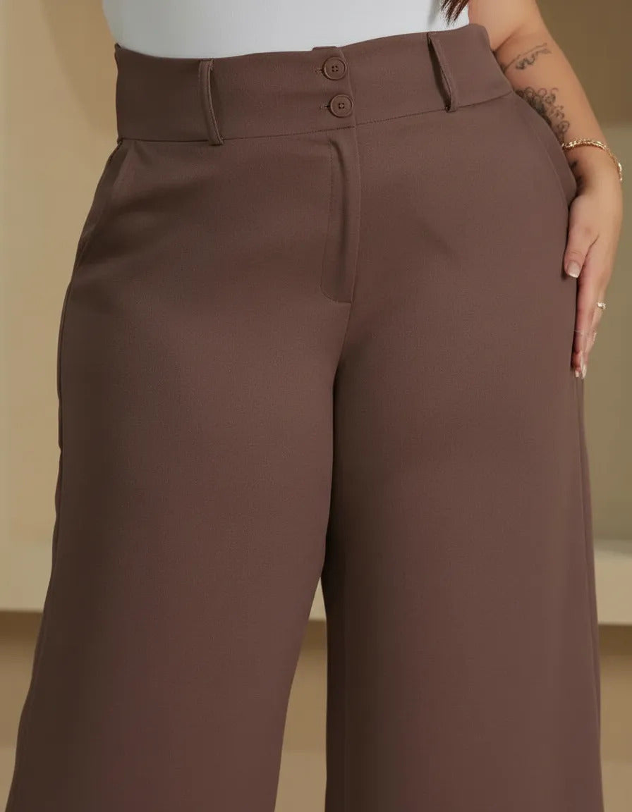 Calça Pantalona Alfaiataria Plus Size Feminina Premium
