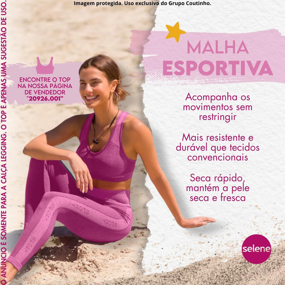 Calça Legging Fitness Academia Selene Levanta Bumbum