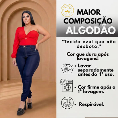 Calça Jeans Plus Size Cintura Alta Elastano Lycra Modeladora