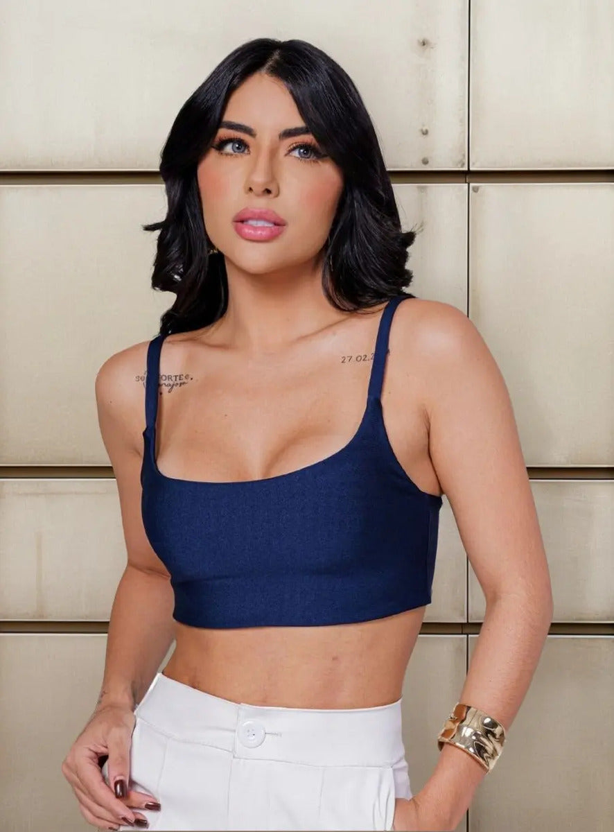 Top Cropped Feminino Alcinha Justo Liganet Fitness Academia
