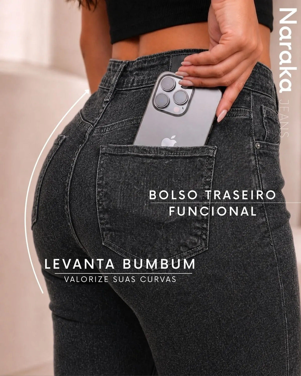 Calça Jeans Feminina Skinny Cintura Alta Levanta Bumbum