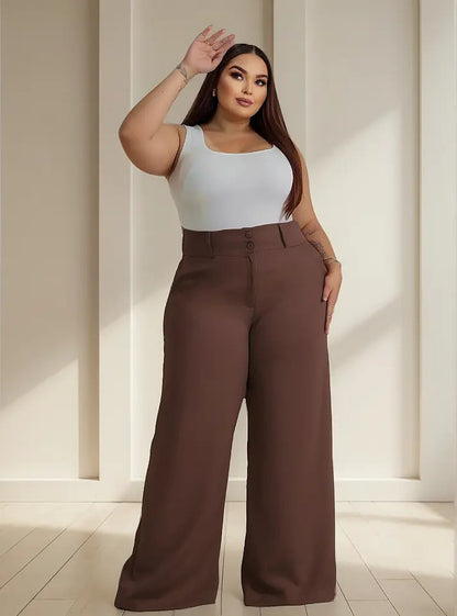 Calça Pantalona Alfaiataria Plus Size Feminina Premium