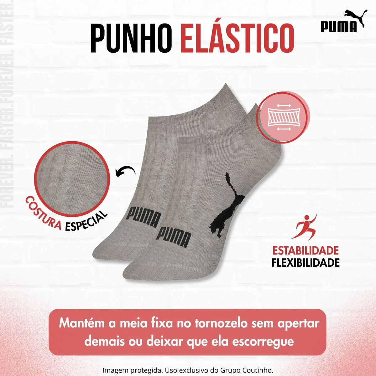 Kit 9 Pares Meias Invisível Puma Sapatilha Soquete Original