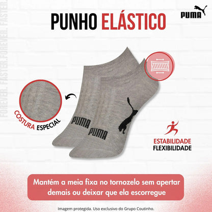 Kit 9 Pares Meias Invisível Puma Sapatilha Soquete Original