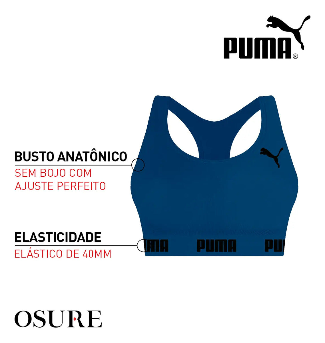 Top Puma Original Feminino Alta Sustentação Academia Fitness