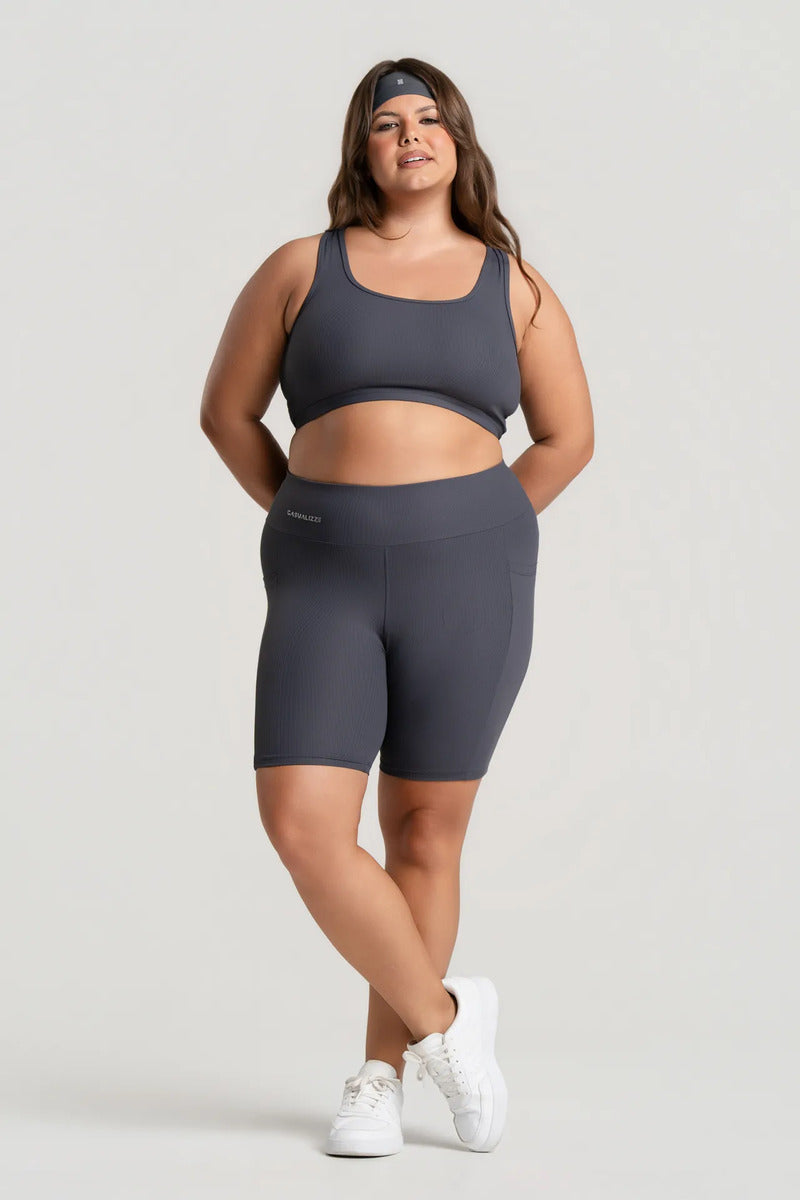Top Feminino Academia Bolso Nadador Corrida Fitness Esporte