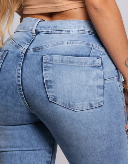 Calça Jeans Feminina Cós Alto Empina Bumbum Patria Brasil