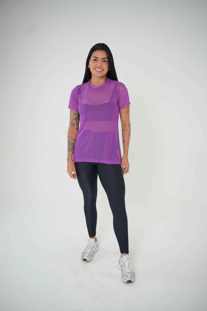 Blusa Tule Camiseta Feminina Academia Fitness