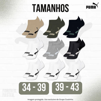Kit 9 Pares Meias Invisível Puma Sapatilha Soquete Original