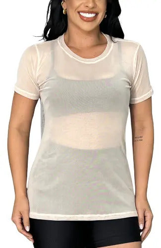 Blusa Tule Camiseta Feminina Academia Fitness