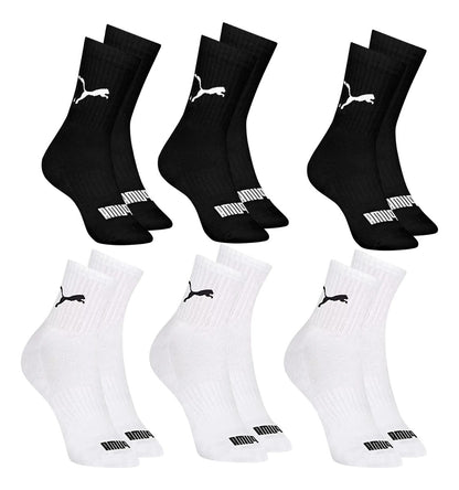 6 Pares Meias Puma Cano Médio Alto Atoalhada Academia Sport