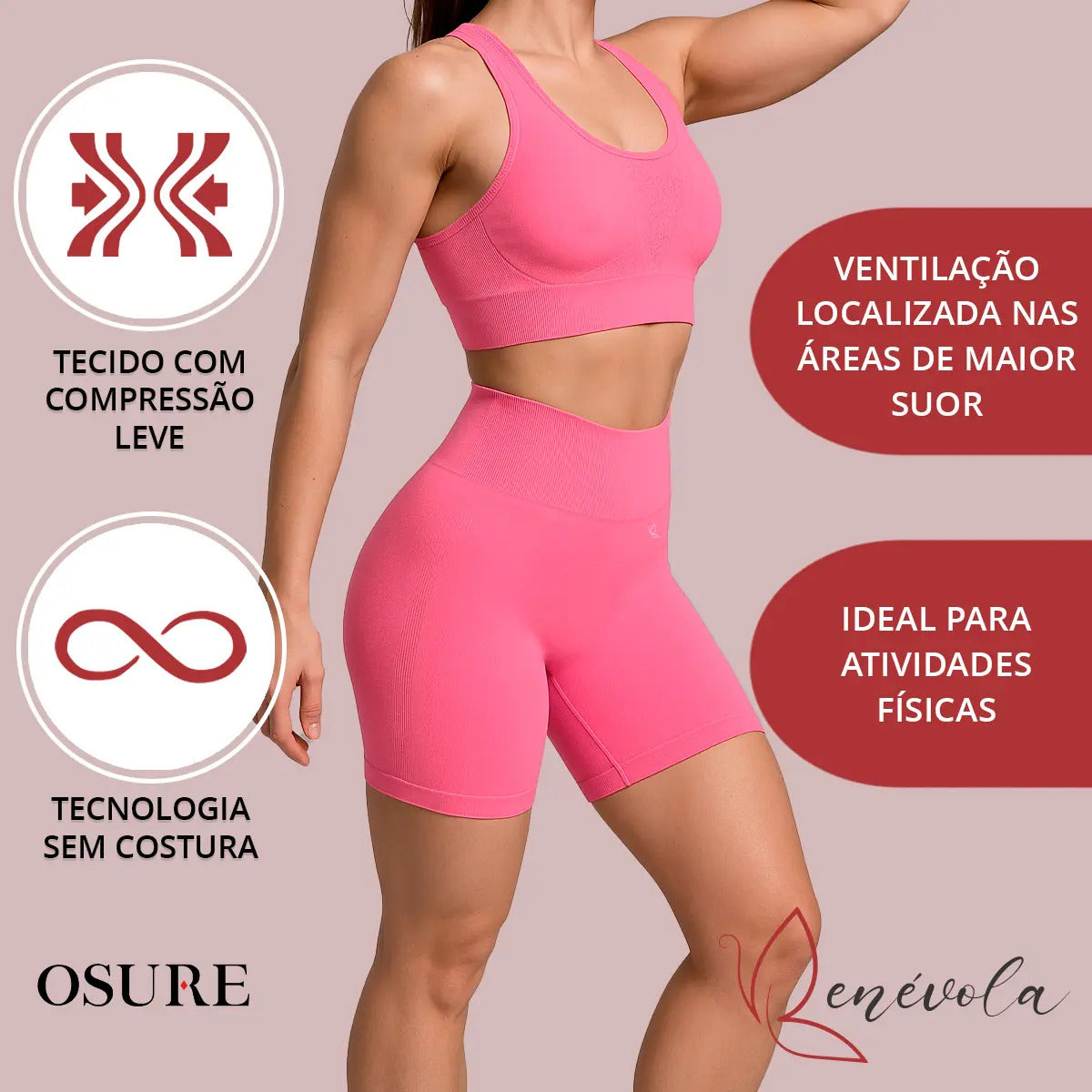 Short Selene Poliamida Zero Transparência Bermuda S/ Costura