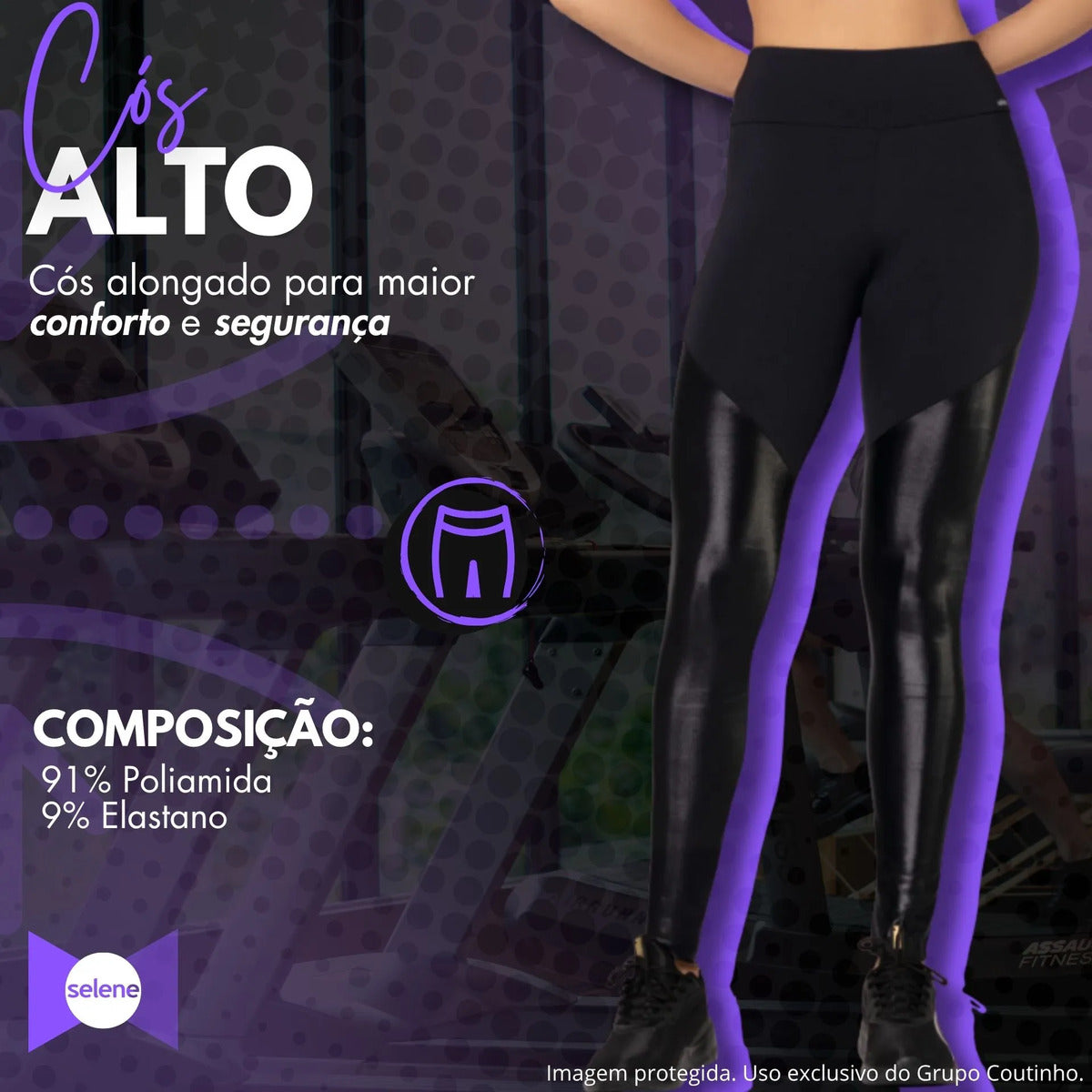 Calça Legging Zero Transparência Fitness Cintura Alta Selene