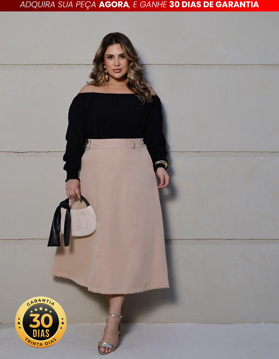 Saia Alfaiataria Feminina Plus Size Midi Evangélica Casual