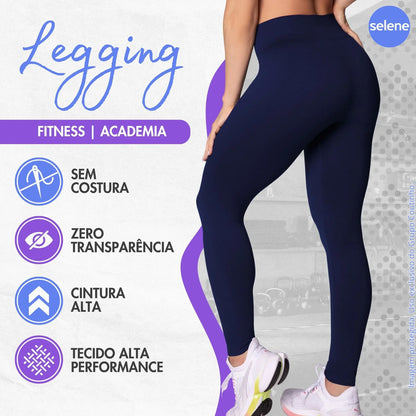 Calça Legging Zero Transparência Fitness Cintura Alta Selene