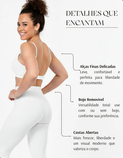Top Fitness Academia Alça Fina Costa Aberta Feminino