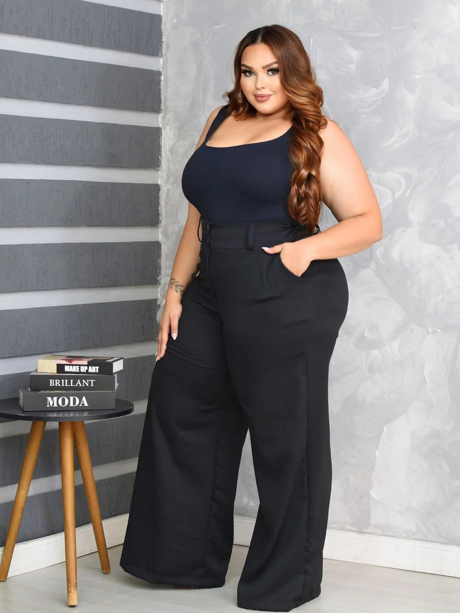 Calça Pantalona Alfaiataria Plus Size Feminina Premium