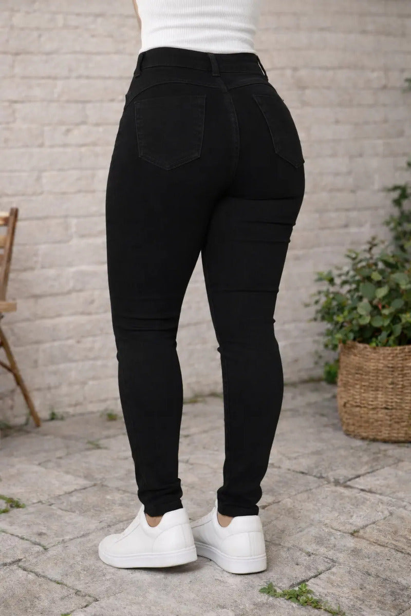 Calça Feminina Jeans Cintura Alta Skinny Levanta Bumbum