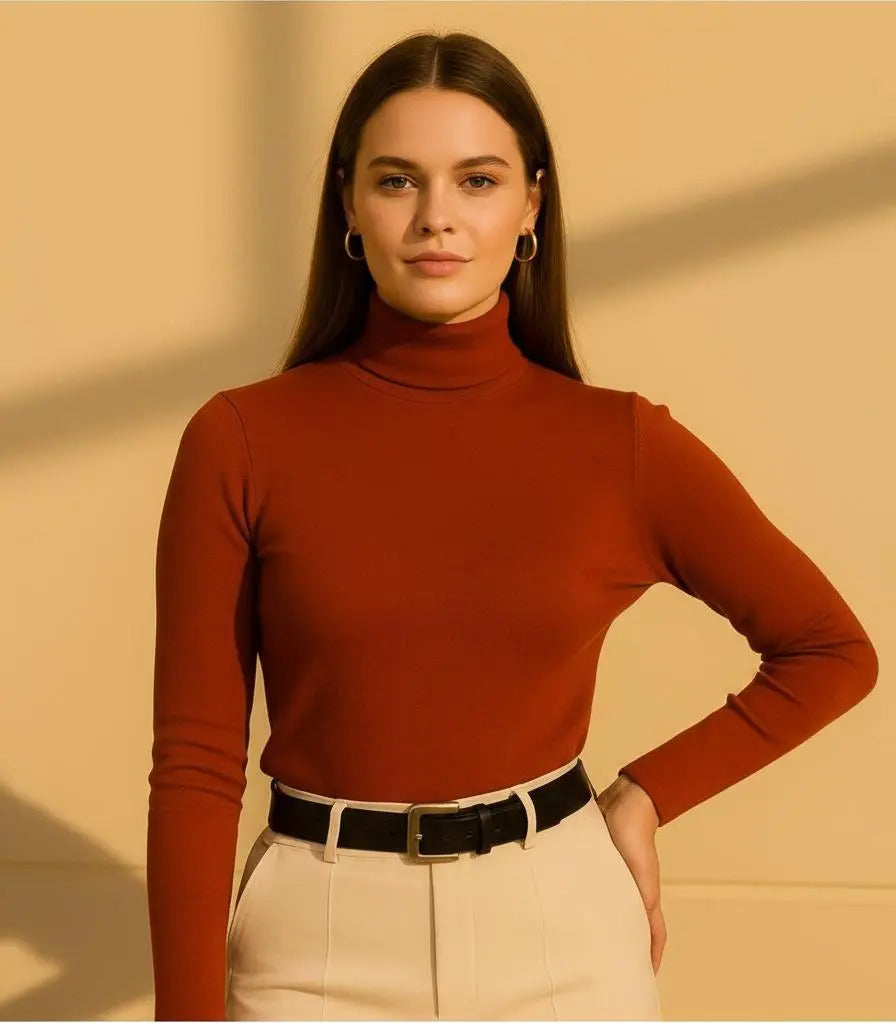 Blusa Cacharrel Feminina Inverno Gola Alta Viscolaycra Cores