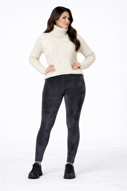 Calça Legging Veludo Cotelê Com Bolso Cós Alto Inverno