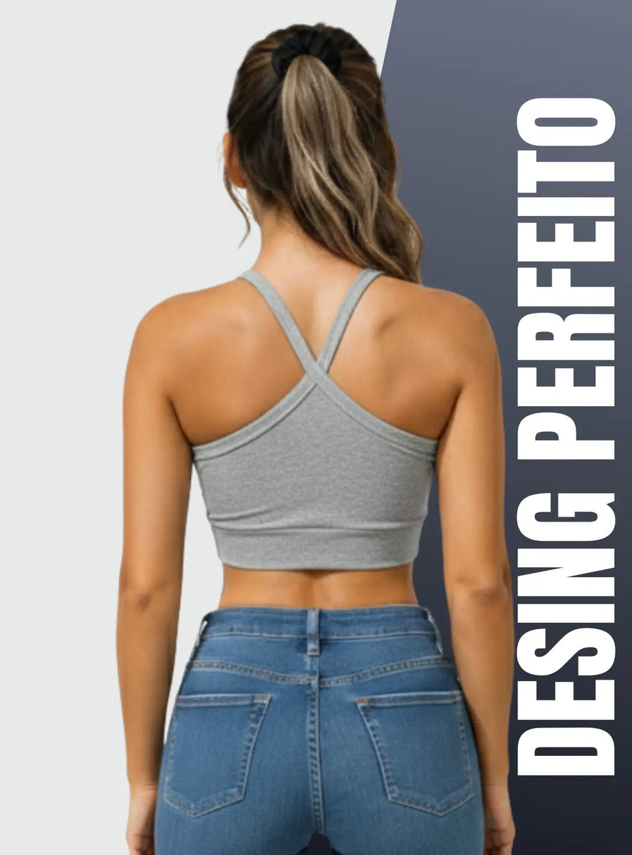 Top Cropped Feminino Alça Cruzada Zero Transparência Suplex