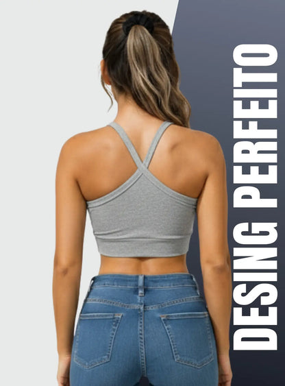 Top Cropped Feminino Alça Cruzada Zero Transparência Suplex