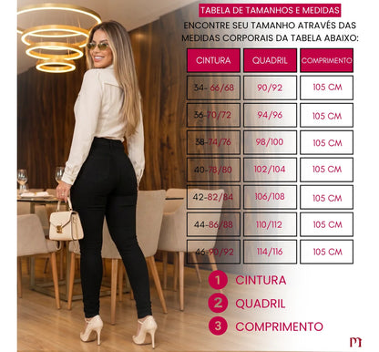 Calça Jeans Feminina Preta Cintura Alta Com Lycra Modeladora