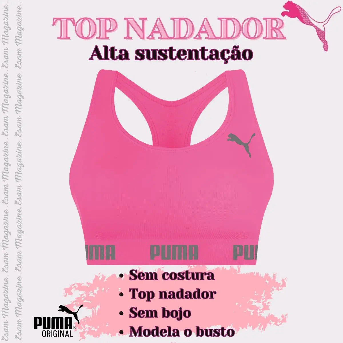 Top Puma Academia Fitness Original Nadador Alta Sustentação