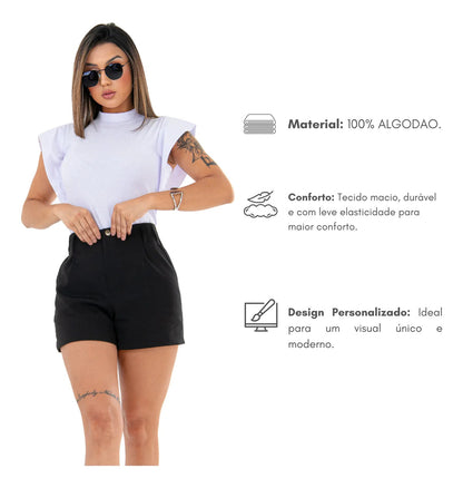 Blusa Feminina Social Manga Morcego Muscle Tee Luxo