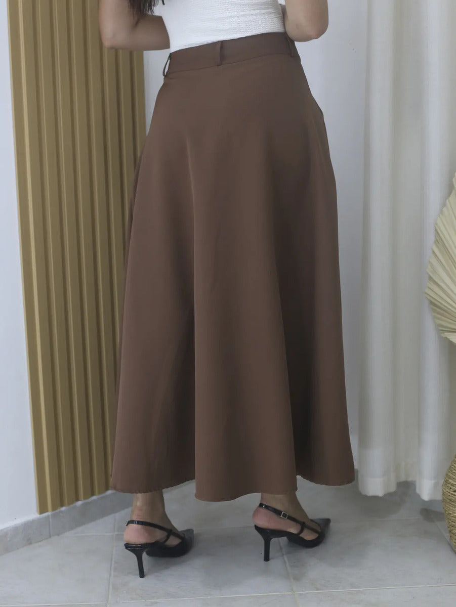 Saia Feminina Longa Design Saiaxshort Botao Cinto - Ma 7106