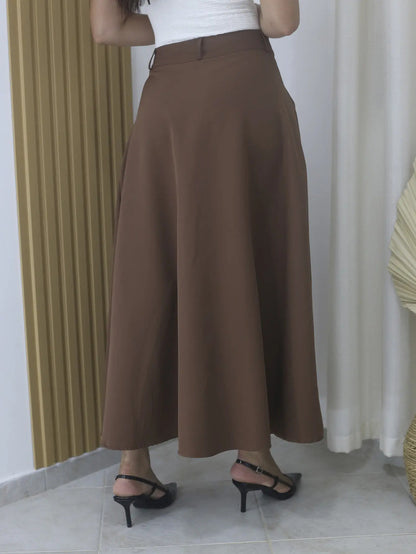 Saia Feminina Longa Design Saiaxshort Botao Cinto - Ma 7106