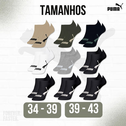 Kit 9 Pares Meias Invisível Puma Sapatilha Soquete Original