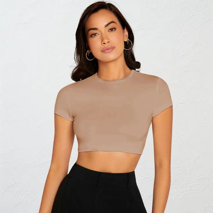 Top Cropped Feminino Básico Blusinha Academia Manga Curta
