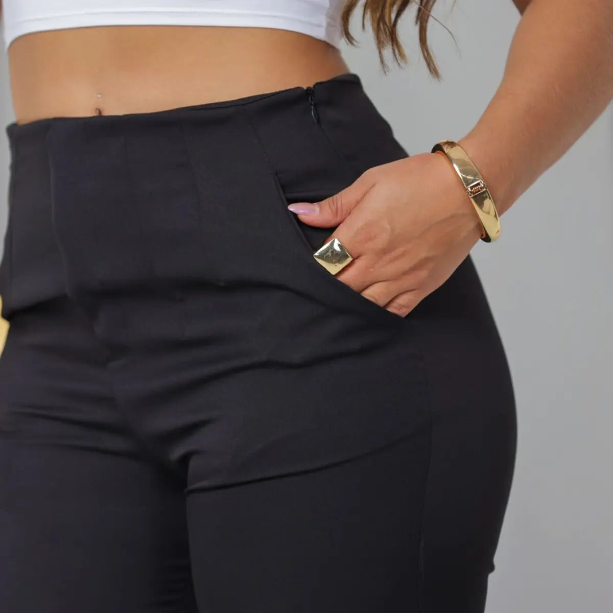 Calça Feminina Alfaiataria Social Cintura Alta Trabalho Leve