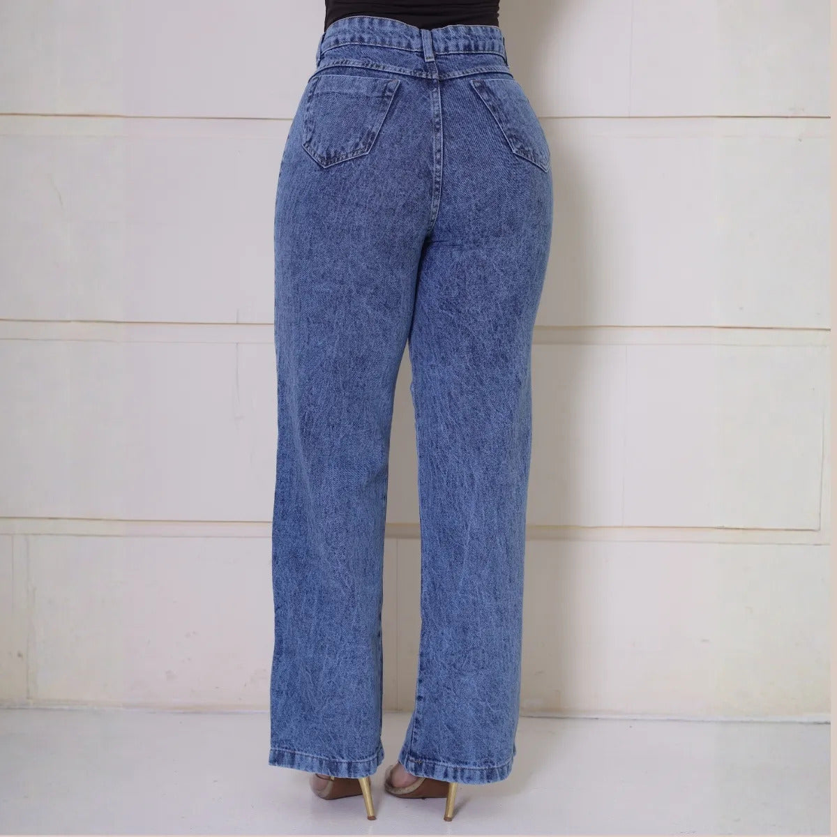 Calça Jeans Feminina Wide Leg Pantalona Cintura Alta Inverno