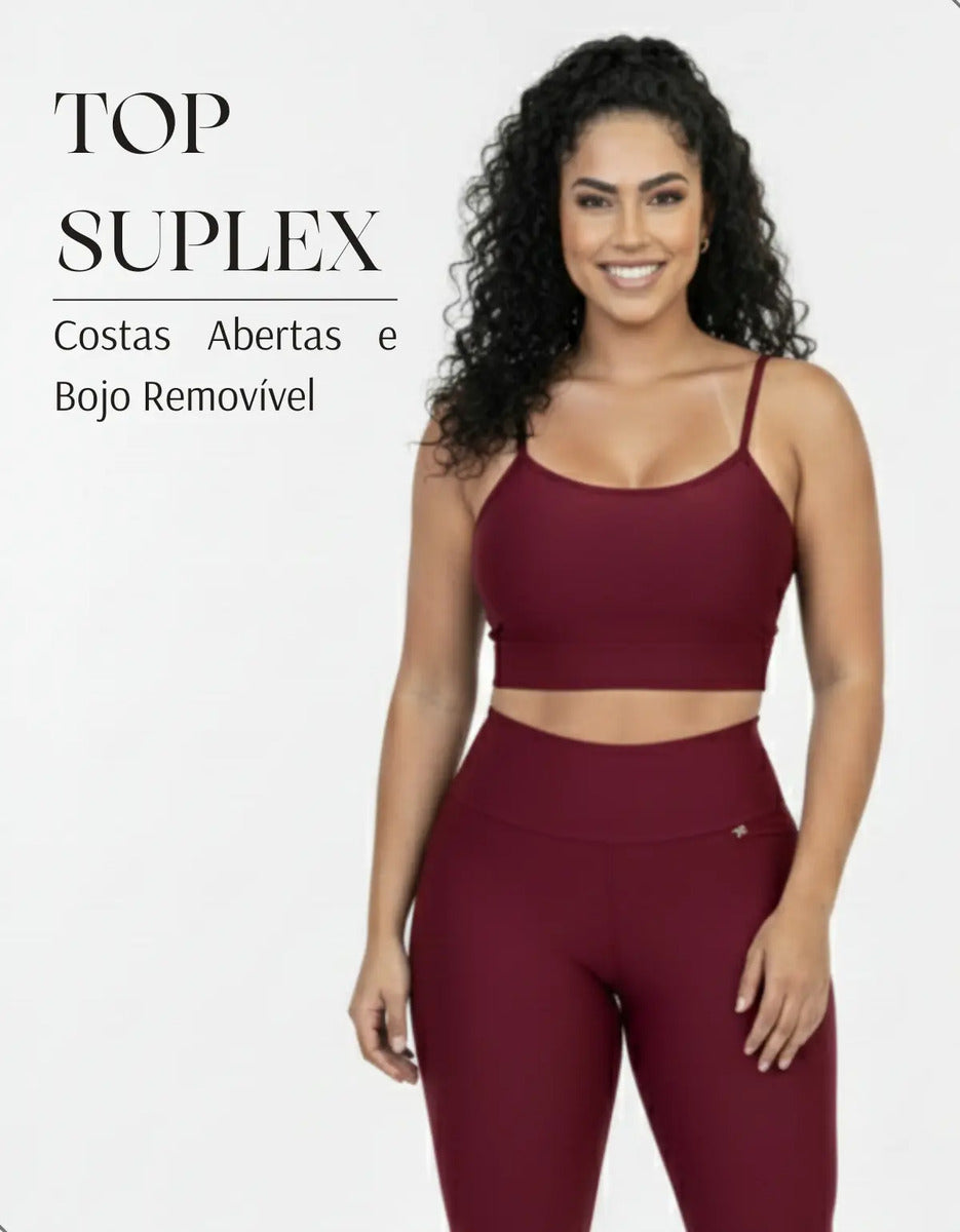 Top Fitness Academia Alça Fina Costa Aberta Feminino
