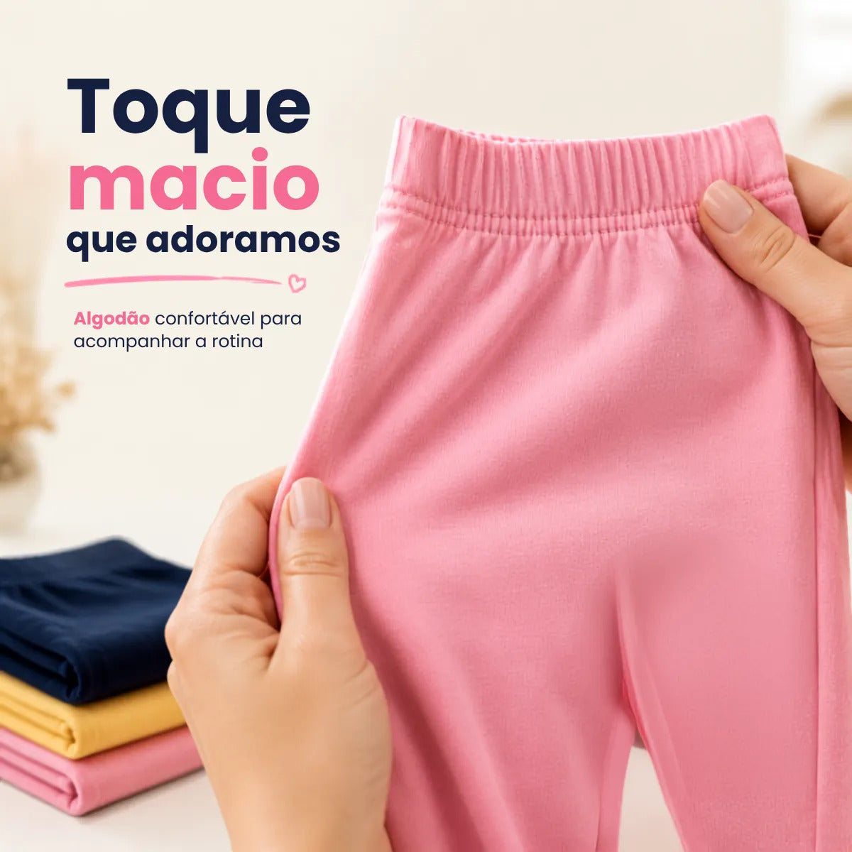 Kit 3 Calça Legging Menina Infantil Algodão Lisa Sortida