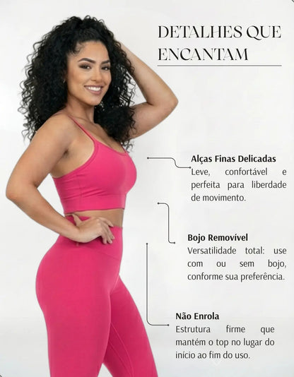 Top Fitness Academina De Alcinha Fina Com Bojo